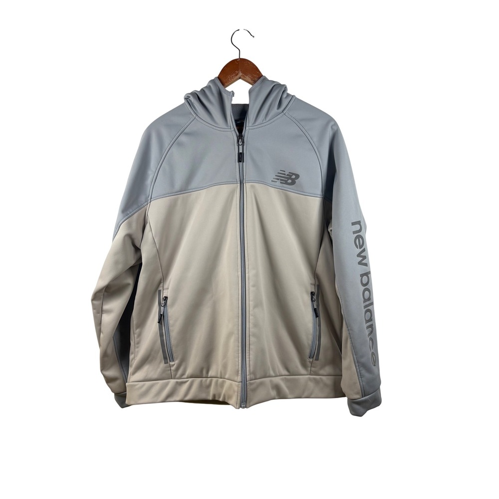 New Balance Womens Size Medium Colorblock‎ Hooded Zip Up Jacket Light Blue Grey